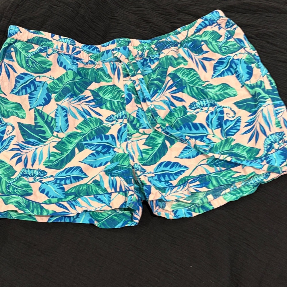 Printfresh Blue and Green Leaf Print Women's Pajama Shorts